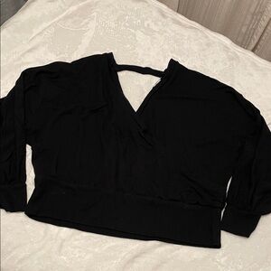 Express Black V Neck Activewear Sweatshirt